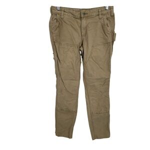 Carhartt Double Front Work Pants Womens 6 Brown Cotton Slim Utility Carpenter